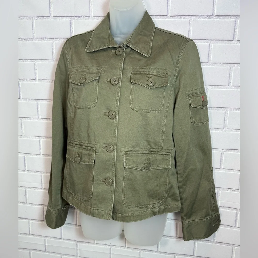 J. Crew Olive Green Utility Jacket Size Small 100% Cotton - Picture 4 of 12